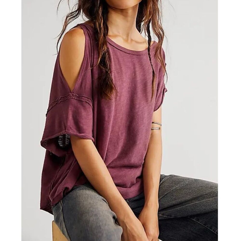 We The Free People U Fancy Slouchy Tee oversized in açaí Women’s S NEW